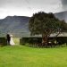 Bride and Groom stood overlooking Loch Torridon with mountains and tree